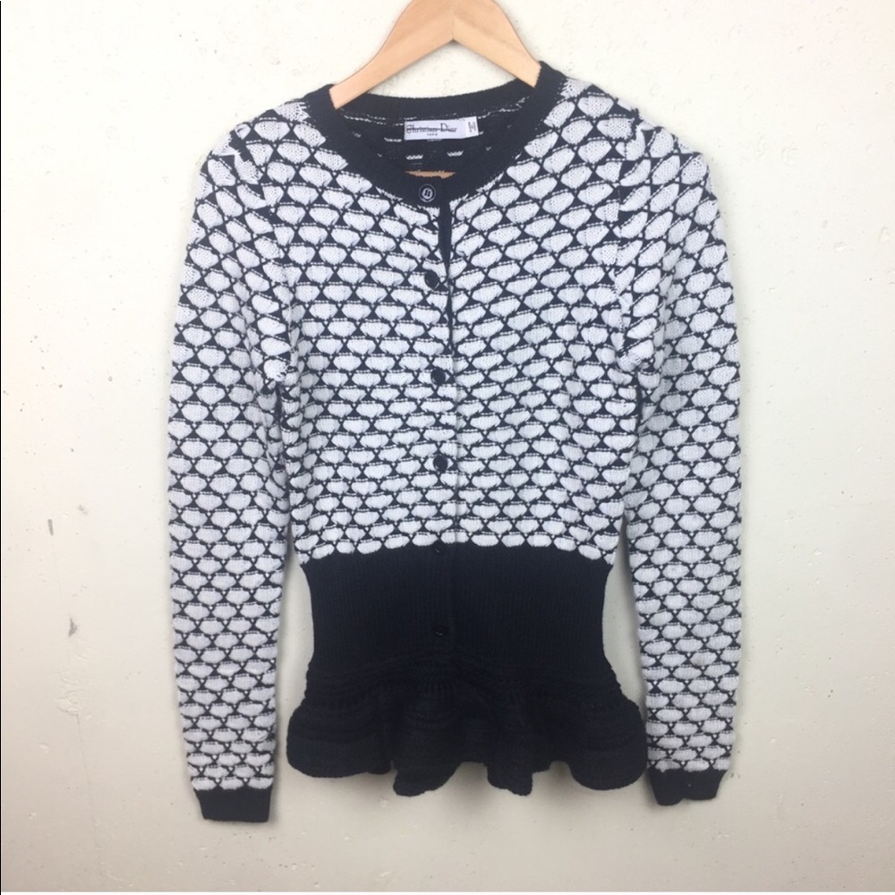 Christian Dior Peplum Button Down Wool Sweater 4